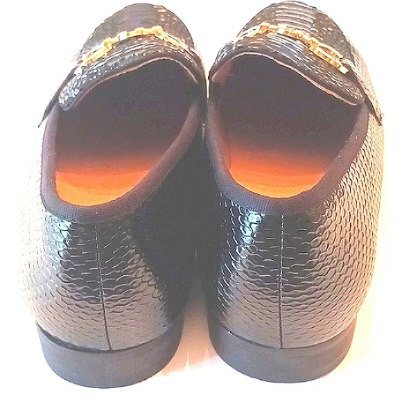 NWOT Meijiana Dress Shoes W/Gold Hardware Black Top Blue Middle Accents Size 9 - Picture 3 of 13